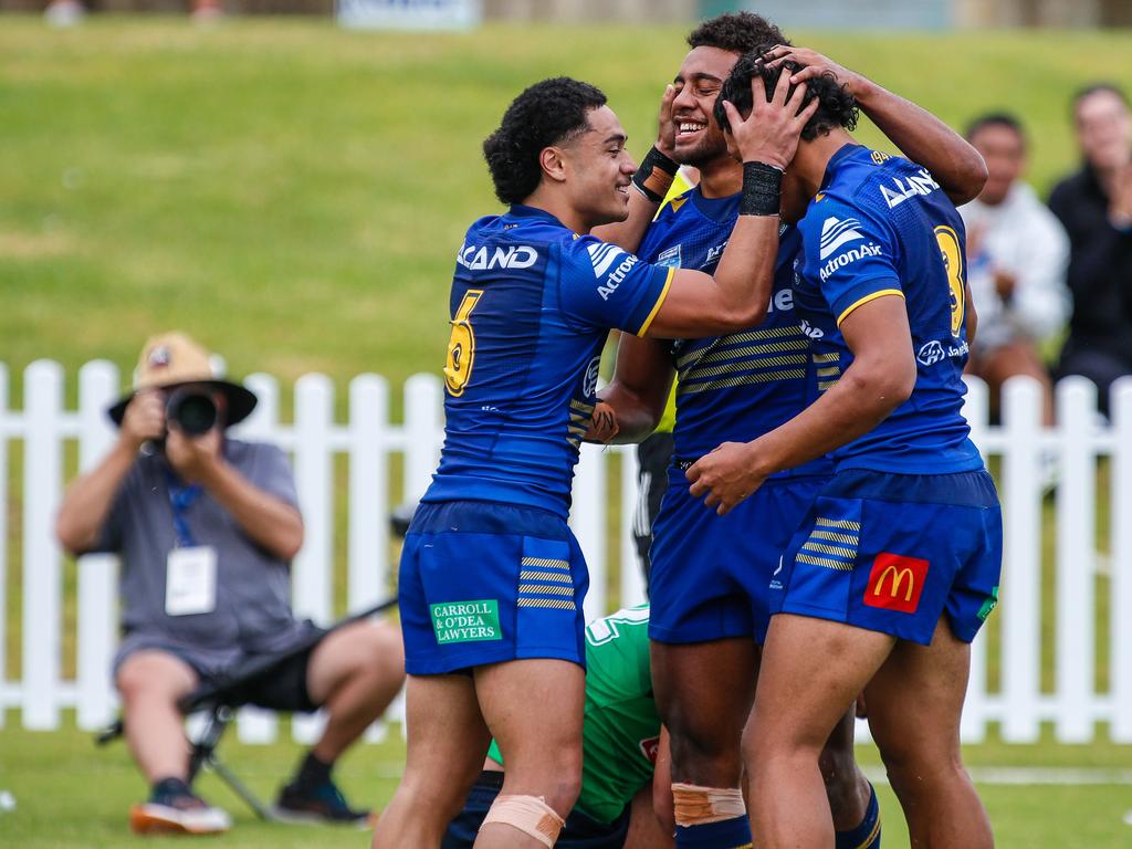 Parramatta celebrates a try. Picture Warren Gannon Photography