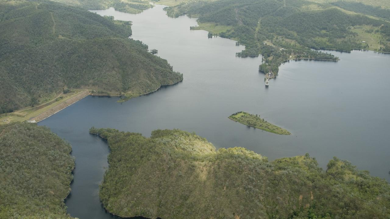 Aerial photograph of Lake Cressbrook, Thursday, January 05, 2012. Photo Kevin Farmer / The Chronicle Helicopter services courtesy of Heliwest Group