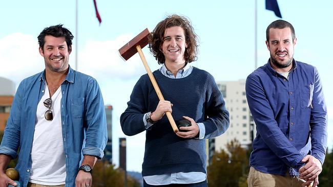 Tom Skipper, Stuart Duckworth and Sam Weckert from the Royal Croquet Club.