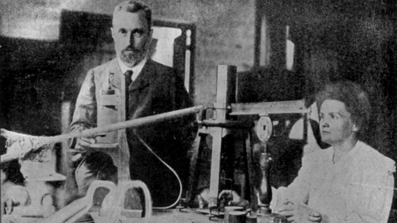 The late Professor Curie and his wife. As already reported, the discoverer of radium was fatelly run down by a car in Paris. He was born in 1859. He and his wife, who is a Pole, discovered radium between them. (Pic: Chronicle 09 Jun 1906 p27) marie pierre inventor scientist historical madame
