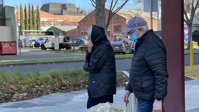 Peter Vincent White leaves Bendigo Court with a supporter on June 14, 2023. Picture: Julieanne Strachan