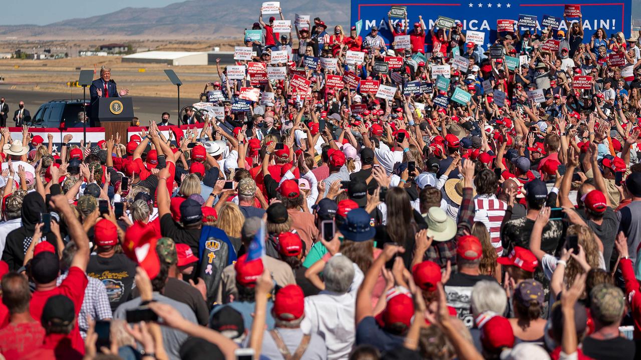 One of Mr Trump’s rallies, at an airport in Prescott, Arizona. Picture: Olivier Touron/AFP