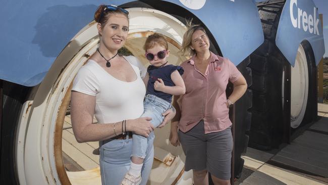 Kimmie Geyer (left) hopes to buy a house in Leigh Creek. Picture: Simon Cross