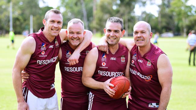 Brothers Tim, Michael, Nick, and David Sanders played their 1000th combined game for Prince Alfred Old Collegians on Saturday. Picture: AAP/Mark Brake