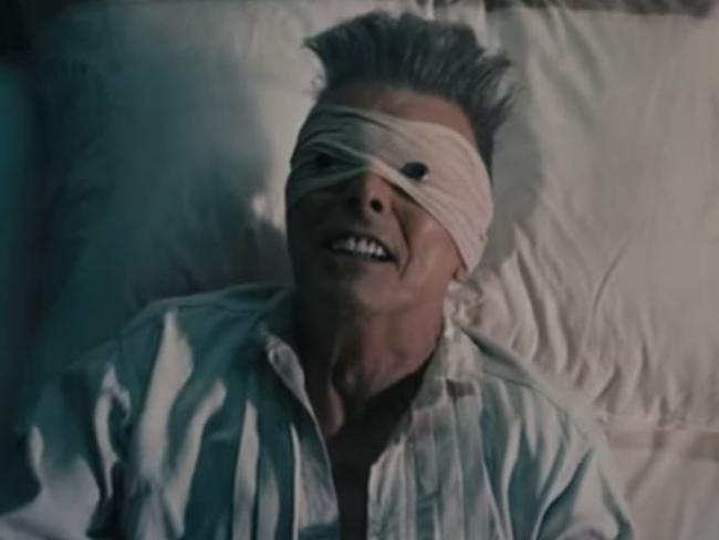 Musing on mortality ... David Bowie looked fragile in the clip for his swan song, Lazarus. Picture: Supplied