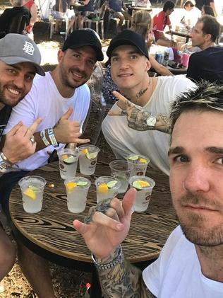 Sam Fisher, Harlan Camilleri, Dustin Martin and Dane Swan at the Austin City Limits Music Festival.