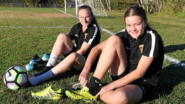 SELECTION: Bundaberg's Kijah Stephenson and Gin Gin's Bree Wallace will play for Queensland. Picture: Mike Knott BUN070617SOCCER3