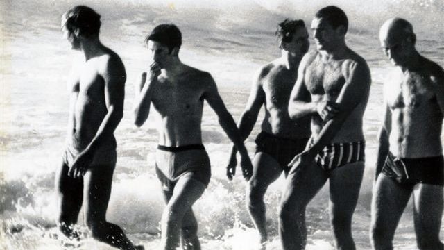 Prince Charles goes for a swim at Bondi during his 1974 visit to Australia.