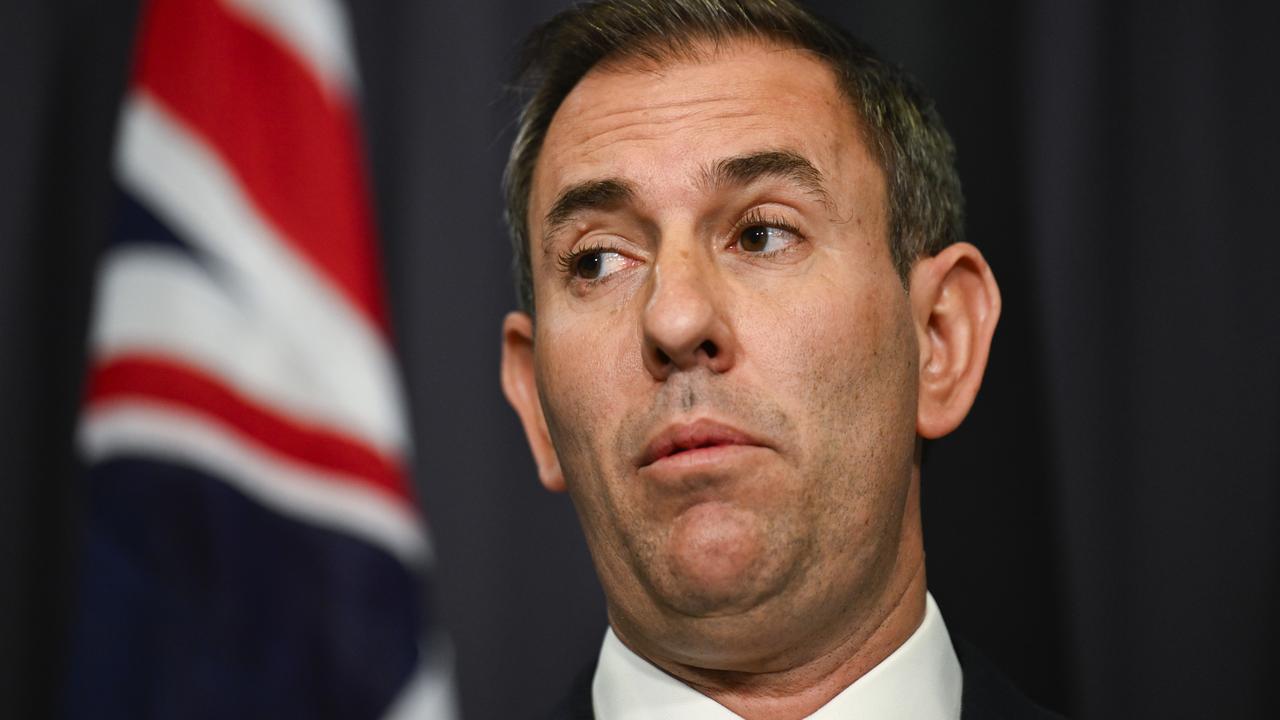 Federal Treasurer Jim Chalmers holds a press conference at Parliament House in Canberra. Picture: NewsWire / Martin Ollman