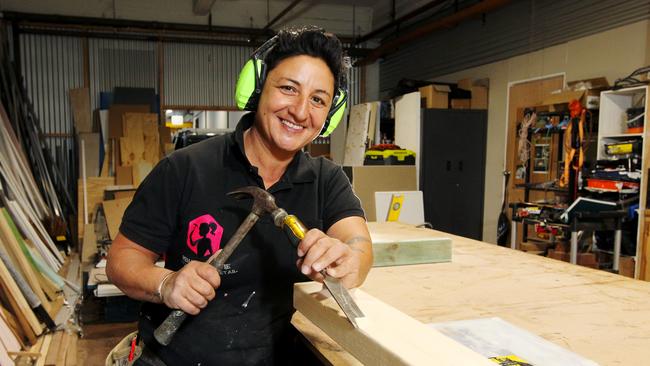 Penny Petridis is a carpenter and female tradie. She says more girls and young women are interested in the trades sector because they know they can make money. Picture: Hollie Adams