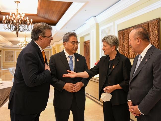 Australia's Minister for For Minister for Foreign Affairs, Penny Wong, with the members of the MIKTA grouping in Bali. Picture: Supplied