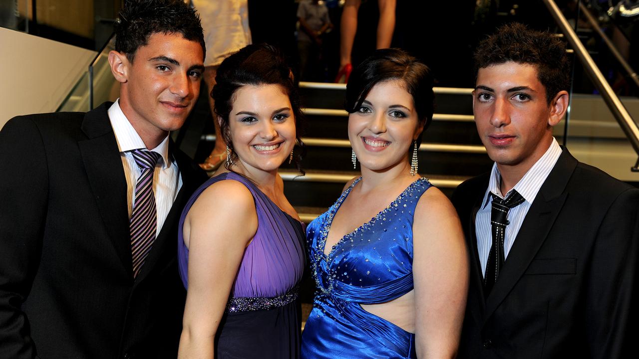 Spiro Partrikos, Poppy Babbin, Irini Kypreos and Tellie Geranis at the 2009 Casuarina Senior College formal. Picture: NT NEWS