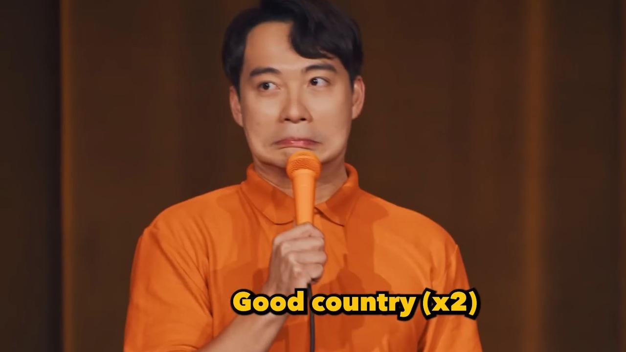 Nigel Ng made a face as he described China as a “good country”. Picture: Nigel Ng/YouTube