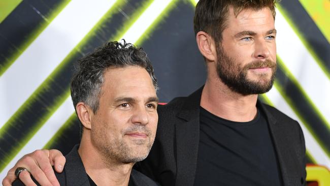 Actor Mark Ruffalo on the red carpet in Sydney with Chris Hemsworth. Picture: AAP Image/Brendan Esposito