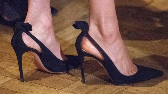 Meghan’s designer pumps. Picture: Arthur Edwards/POOL/AFP