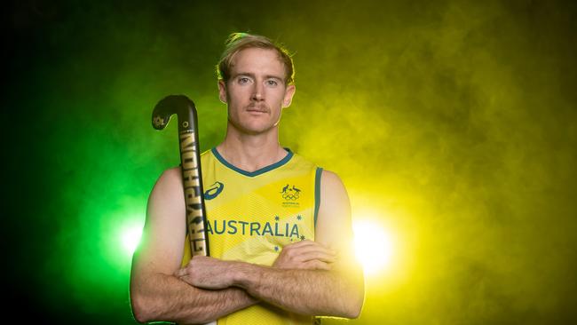 PERTH, AUSTRALIA - JUNE 14: Aran Zalewski poses during the media opportunity for the announcement of the Australian field hockey team for the Tokyo Olympic Games at WAIS on June 14, 2021 in Perth, Australia. (Photo by Paul Kane/Getty Images)