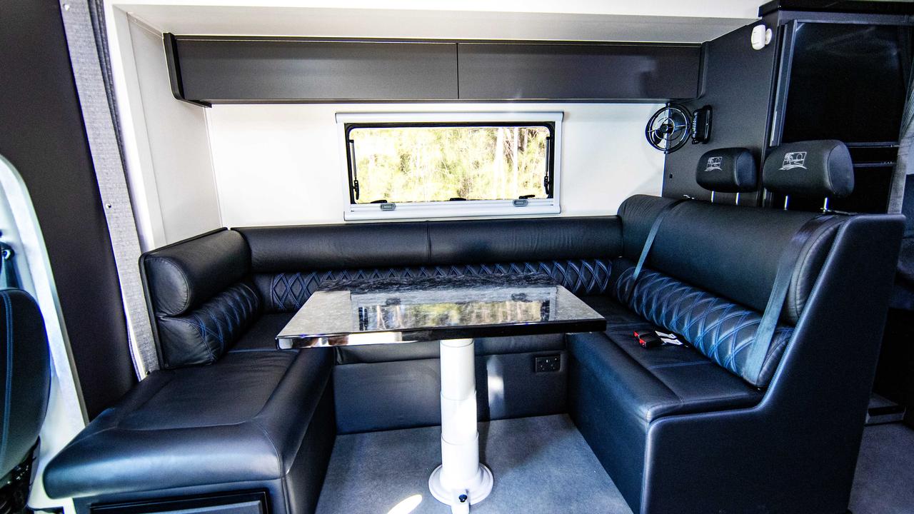 Bob and Janina Kulig’s new $480,000 motorhome includes spacious couches. Picture: Nigel Hallett