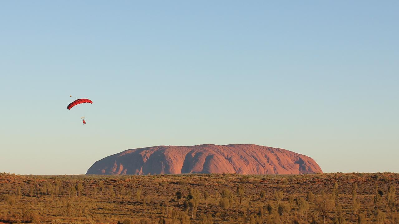 Visitors can skydive over Uluru. Picture: Skydive Uluru