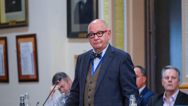 Councillor Phillip Martin, pictured during a meeting of the Adelaide City Council, has withdrawn his candidacy for lord mayor. Picture: Brenton Edwards