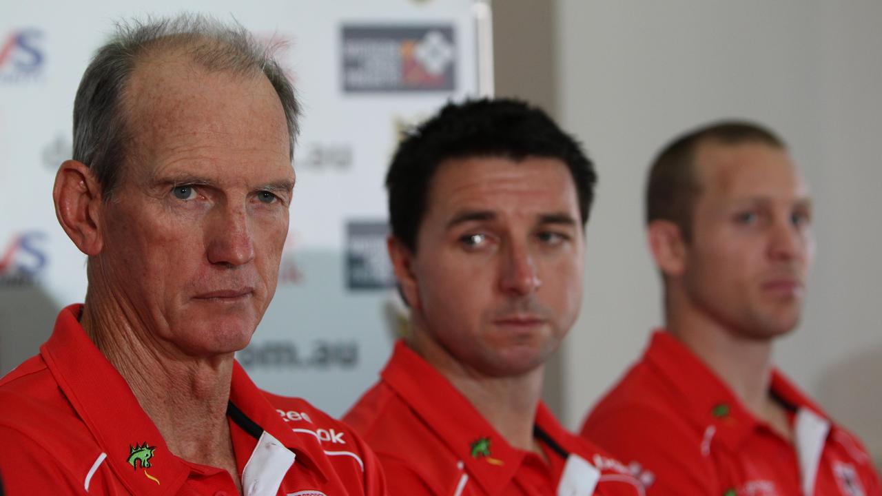 Bennett (L) walked away from the Dragons after the 2011 season, with assistant Steve Price (middle) taking over.