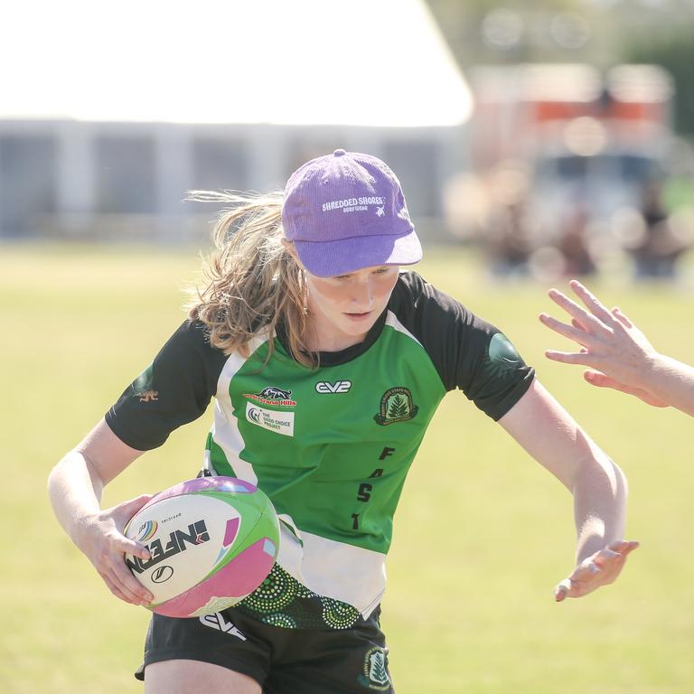 Moreton Bay College V Ferny Grove State High at the 2024 Gold Coast Titans All Schools Touch Football Picture: Glenn Campbell