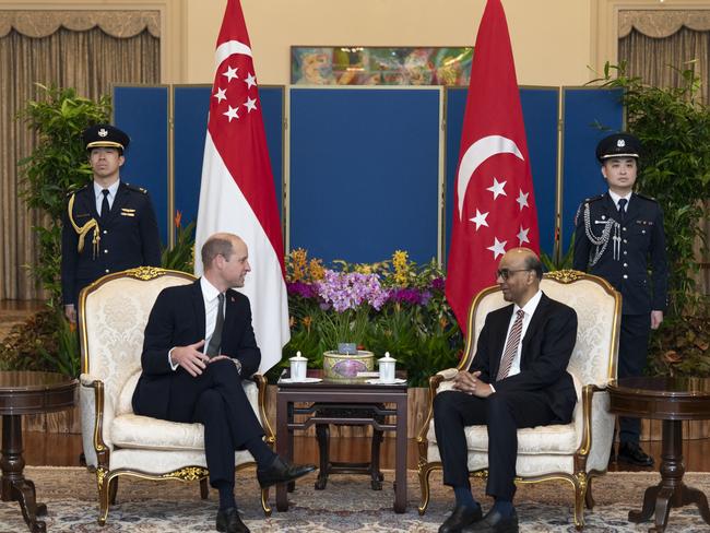 William met with the President of Singapore, Tharman Shanmugaratnam, during day two of his visit. Picture: Jordan Pettitt – Pool/Getty Images