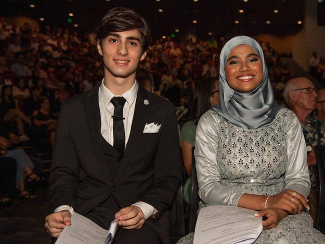 Nicholas Baker and Ayisha Ferozkhan at the Year 12 School formals of Darwin High School at Darwin Convention Centre, Darwin. Picture: Pema Tamang Pakhrin.