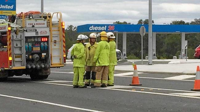 The scene of the tragic accident on the Bruce Hwy north at the United service station last Friday. Picture: Tom Daunt