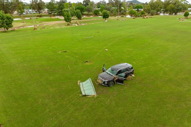 Huge storms late Sunday caused a massive flash flood in the middle of the night in Eugowra, with houses washed off their foundations, and cars and other items strewn though the town. Picture: Chris Watson/Farmpix Photography
