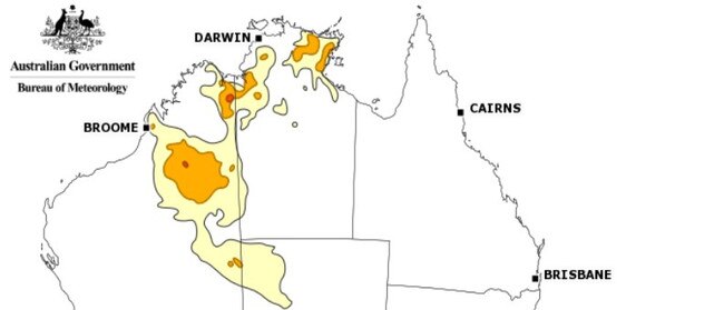 Heatwave conditions are predicted for the NT in the coming days. Picture: BOM