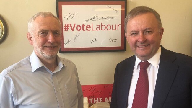 An Instagram picture in 2018 of Anthony Albanese with Jeremy Corbyn in the UK.