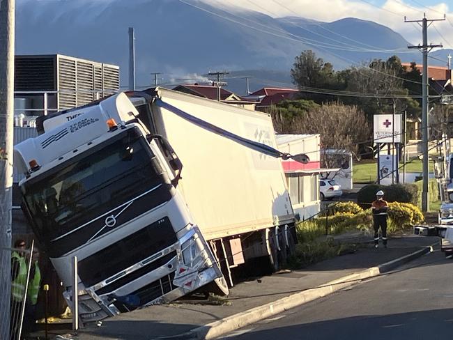 Truck driver believed to have suffered a medical episode before fatal crash on Clarence St, Bellerive near the Quay. He was announced dead on the scene. Picture: Chris Kidd
