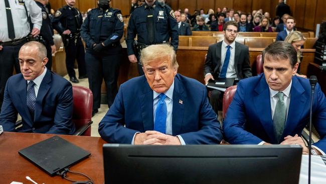 Donald Trump must remain silent in court as witnesses who swear to tell the truth recount his alleged crimes and sexual impropriety several feet away. Picture: AFP