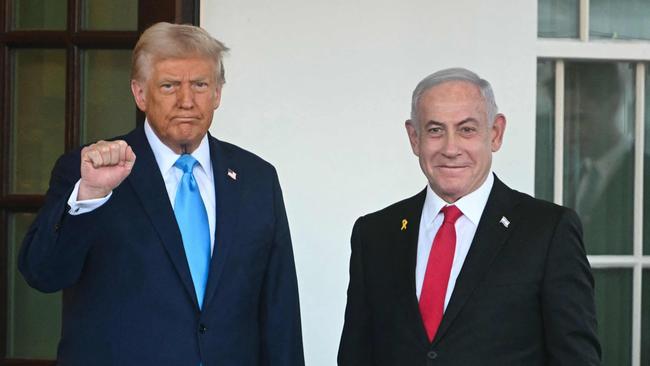 Mr Trump and Mr Netanyahu at the White House. Picture: AFP