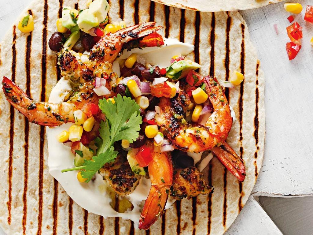 Lime and chilli prawn tortillas. Picture: Supplied