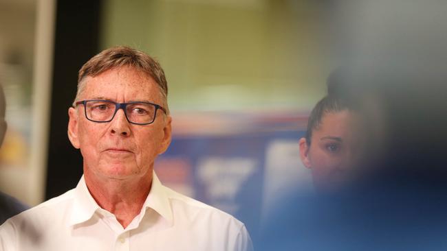 Territory Alliance's Terry Mills voting at Palmerston Shopping Centre before speaking to the media. Picture GLENN CAMPBELL