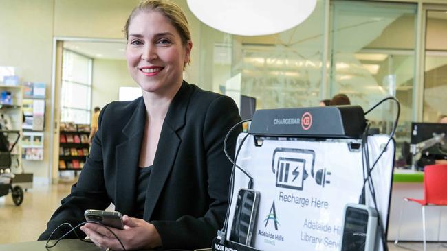 Coventry Library manager Jess Charlton created a space where residents without electricity could use the library to work and charge their devices. Picture: Brenton Edwards