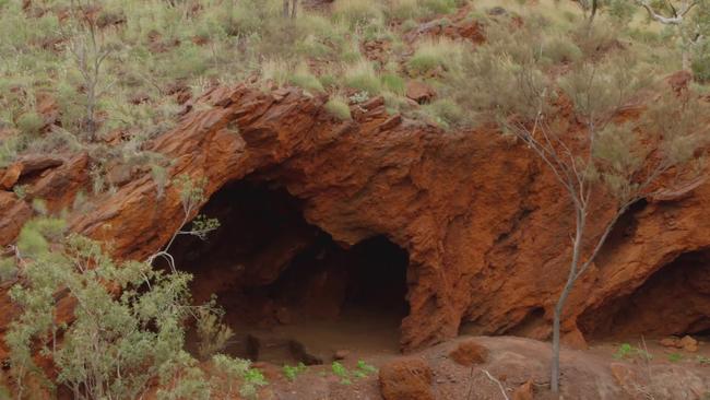 Rock shelters in Juukan Gorge, located in in Western Australia's Pilbara region. The caves in the Juukan Valley were excavated for archeological remains in 2014.