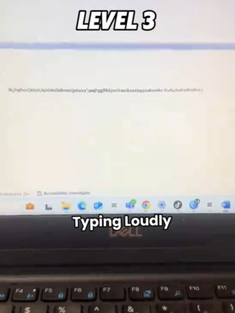 Task masking includes things like typing loudly and walking around with your laptop to appear busy. Picture: @wearedaythree/TikTok