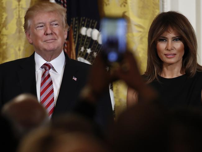 US President Donald Trump pictured with First Lady Melania Trump this month. Picture: Carolyn Kaster/AP