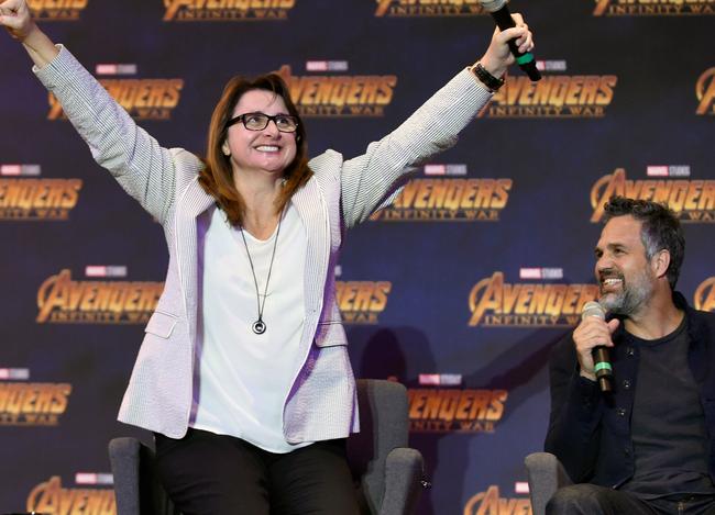 Marvel producer Victoria Alonso and US actor Mark Ruffalo, who plays the Hulk, promoting Avengers: Infinity War in Mexico this month. Picture: Alfredo Estrella/ AFP PHOTO