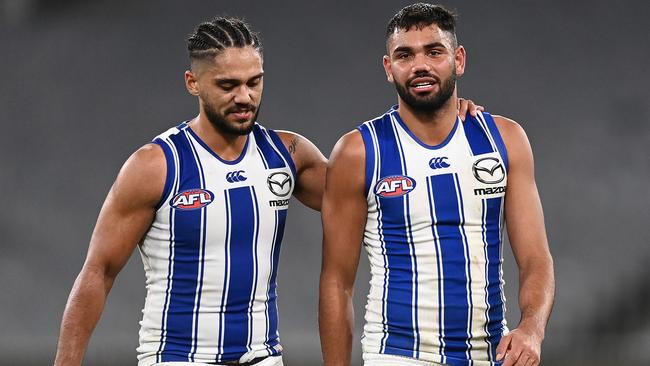 Aaron Hall has suffered a hamstring strain as Tarryn Thomas impressed in training. Picture: Getty Images