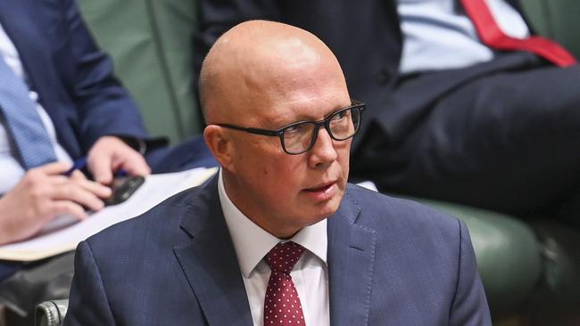 Leader of the Opposition Peter Dutton is putting the government in the spotlight over what it knew about Higgins’ allegations before she took them public. Picture: NCA NewsWire