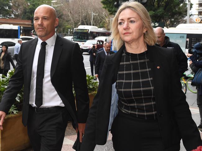 Gary Jubelin and Margaret Cunneen on their way to court. Picture: AAP Image/Dean Lewins