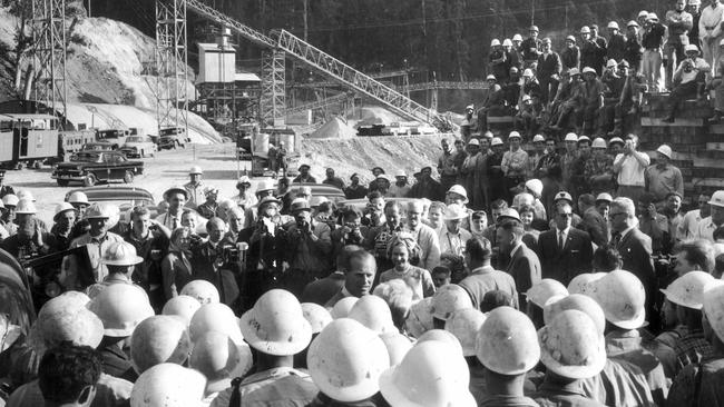 1963 Royal tour: Queen Elizabeth and Prince Philip with Snowy Mountain Scheme workers.