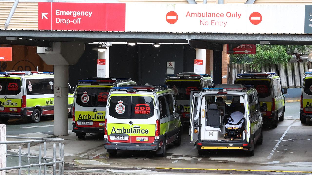 Ambulances parked at Ipswich Hospital, Picture: Liam Kidston