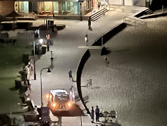 A large search is underway for a missing swimmer at Bronte Beach, Sydney, 10 March 2024. Picture: @lefthandwave/Twitter - https://twitter.com/lefthandwave