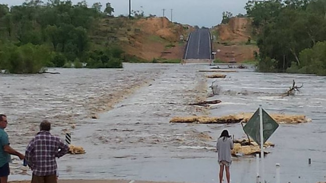 A file photo of a flooded Etheridge River bridge at Georgetown, about 280km southwest of Cairns.