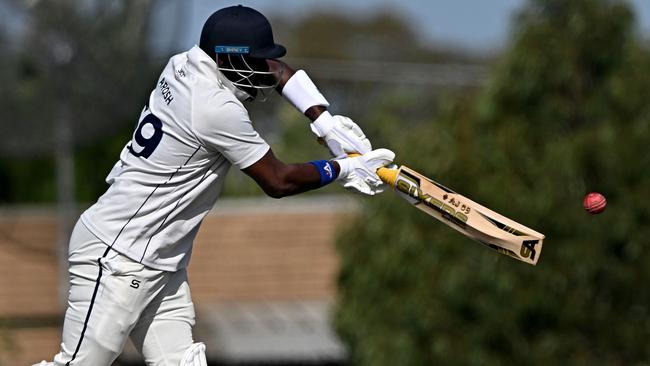 VTCA: St Albans’ Arosh Janoda launches one long. Picture: Andy Brownbill