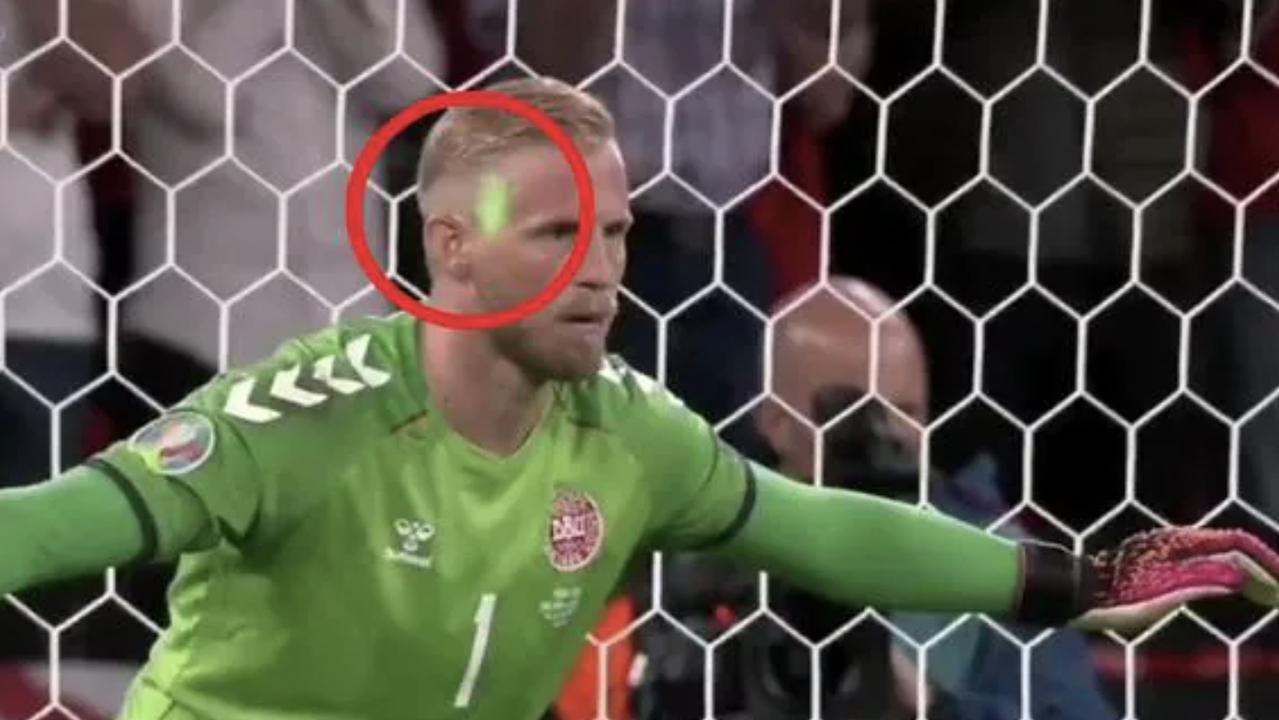 Denmark goalkeeper Kasper Schmeichel in the semi-final.